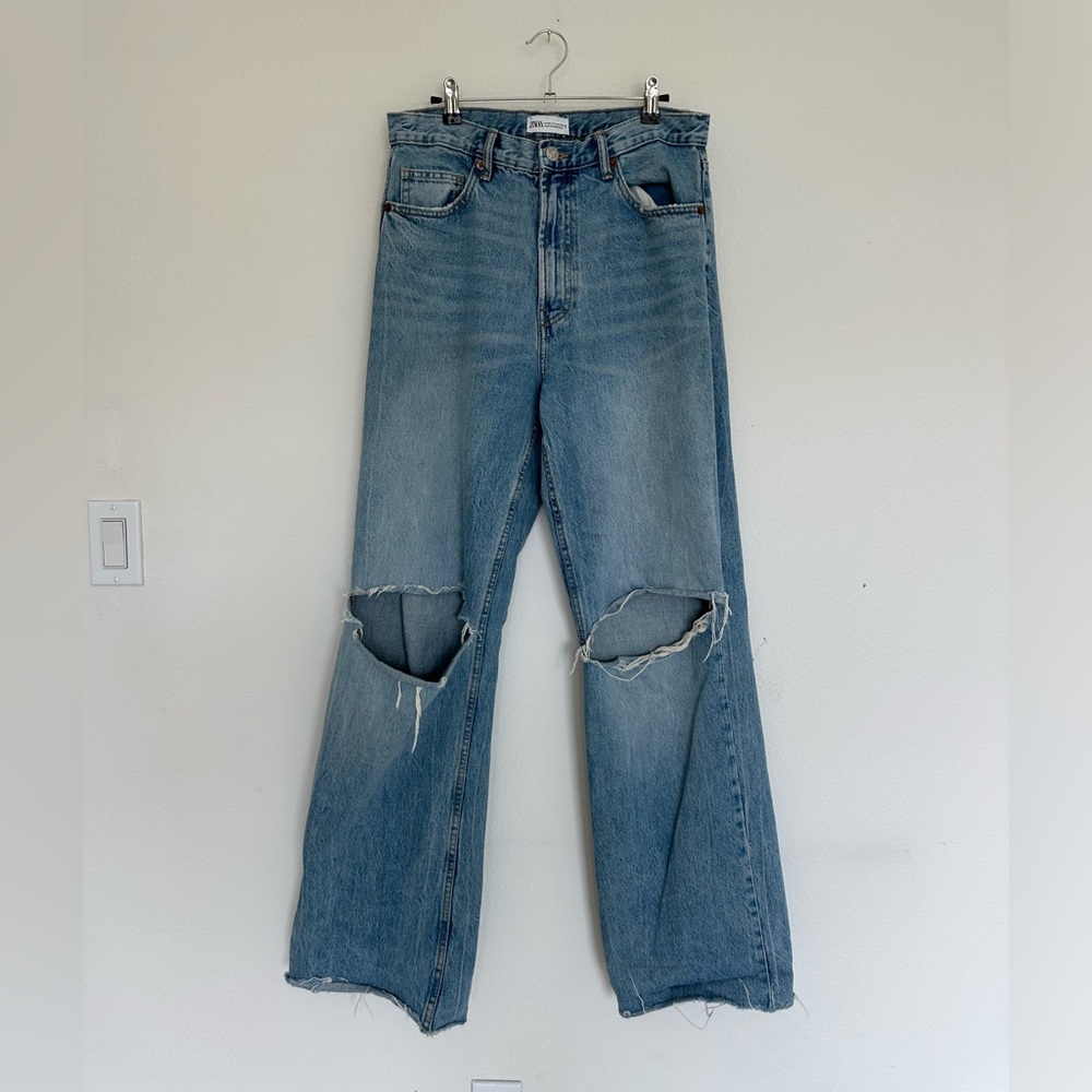 ZARA High Rise Ripped Jeans